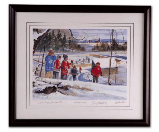 Limited Edition Framed Lithograph Autographed by Bower, Beliveau  & Hull (20” x 24”)