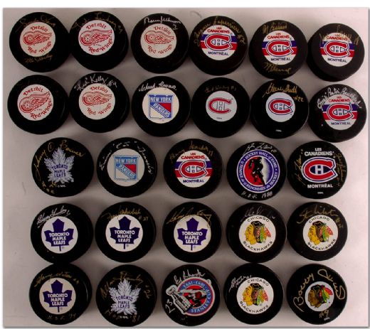 Hall of Fame Autographed Puck Collection of 27