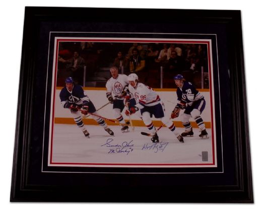 Gordie Howe & Wayne Gretzky Autographed WHA Photo Display (26” x  30”)