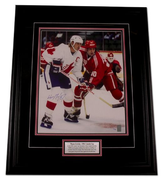 Wayne Gretzky Autographed 1984 Canada Cup Framed Photo Display  (27” x 33”)