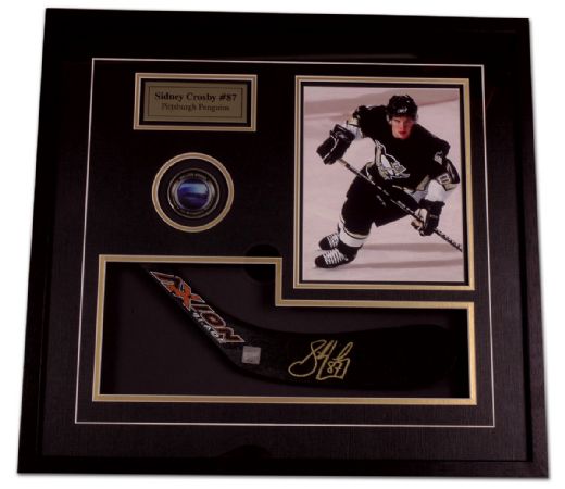 Sidney Crosby Framed Autographed Stick Blade & Photo Display  (22” x 24”)