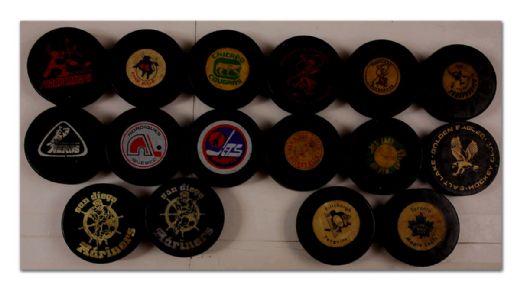 WHA San Diego Mariners Game Used Equipment & WHA, WHL Puck  Collection of 14