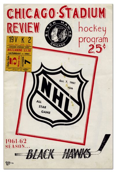 1961 NHL All-Star Game Program & Ticket Stub from Chicago