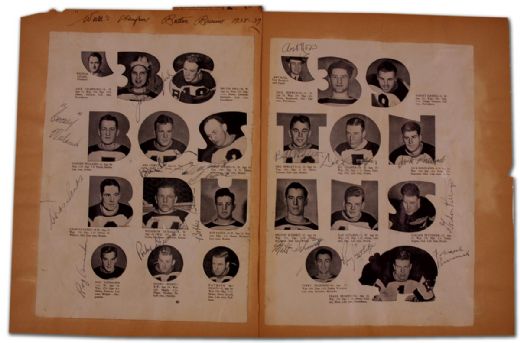 1939 Boston Bruins Team Signed Program Pages & Stanley Cup  Dinner Menu