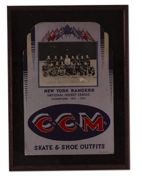 CCM Advertising Display Featuring the 1931-32 New York Rangers