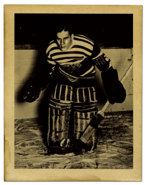 Chuck Gardiner Autographed Hockey Card & Photo Signed by Mrs.  Gardiner