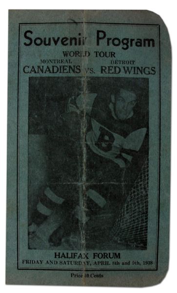 1938 Canadiens-Red Wings Exhibition Game Program Autographed by  Babe Siebert & Others