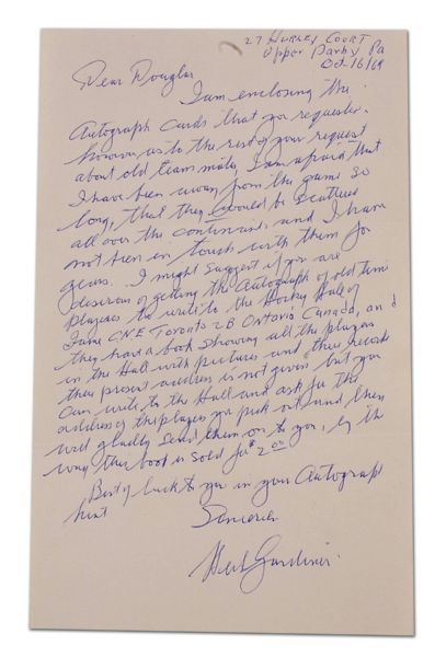 Herb Gardiner Handwritten & Signed Letter with Slide & Photograph