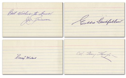 Deceased Hall of Fame Autographed Index Card Collection +++