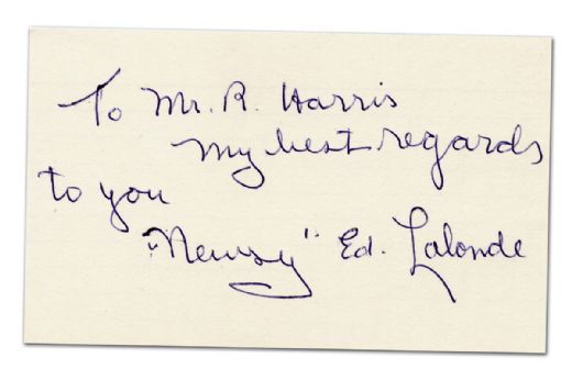 Newsy Lalonde Signed Index Card