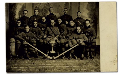 1916 61st Battalion Team Photo Postcard with Bullet Joe Simpson