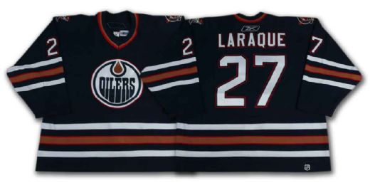 Georges Laraque’s 2005-06 Edmonton Oilers Blue Playoffs Game Worn Jersey – Photo Matched!