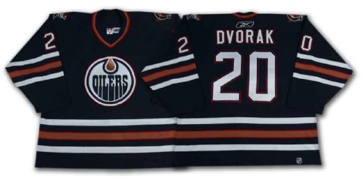 Radek Dvorak’s 2005-06 Edmonton Oilers Blue Playoffs Game Worn Jersey – Photo Matched!