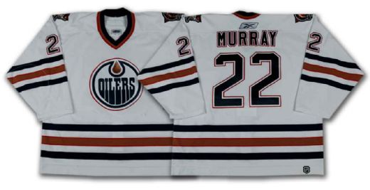 Rem Murray’s 2005-06 Edmonton Oilers White Playoffs Game Worn Jersey – Photo Matched!