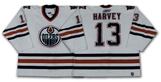 Todd Harvey’s 2005-06 Edmonton Oilers White Playoffs Game Worn Jersey – Photo Matched!