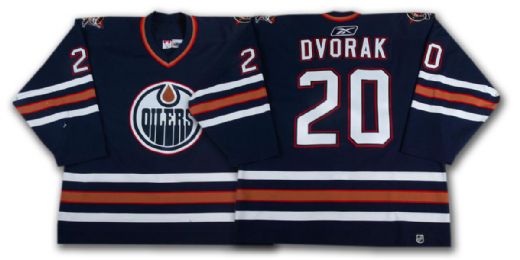 Radek Dvorak’s 2005-06 Edmonton Oilers Blue Game Worn Jersey