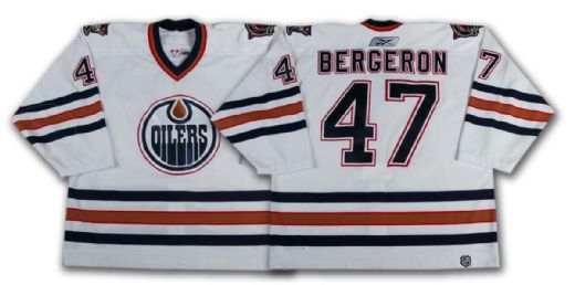 Marc-Andre Bergeron’s 2005-06 Edmonton Oilers White Game Worn Jersey