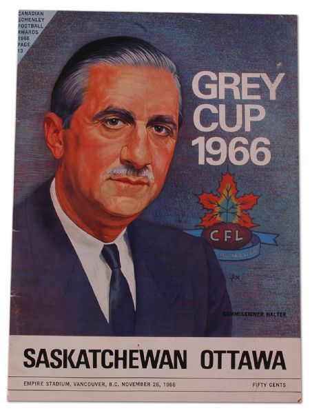 1966 Saskatchewan vs. Ottawa Grey Cup Game Program