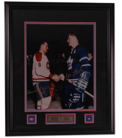 Maurice Richard & Allan Stanley Autographed Framed Photo (25” x 31”)