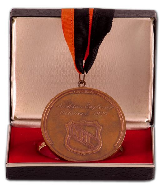 Alan Eagleson’s 1989 Hockey Hall of Fame Medal with Original Ribbon