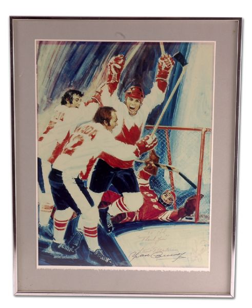  Alan Eagleson’s Official 1972 Team Canada Team Photo & Autographed Winning Goal Lithograph