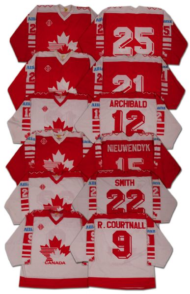 Early-1990s Team Canada Game Worn Jersey Collection (6) from the World Championships