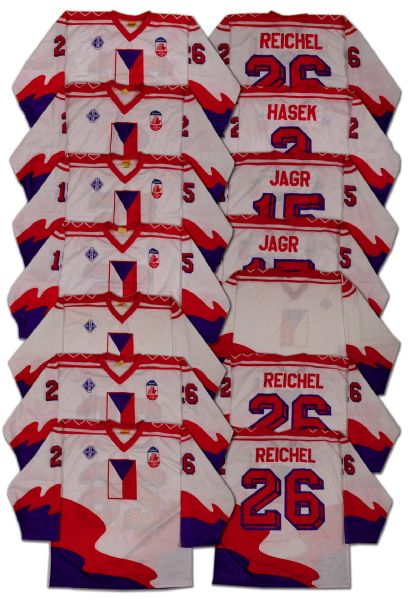 1991 Canada Cup Team Czechoslovakia Jersey Collection of 7  Including Jagr & Hasek