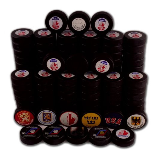 Huge Canada Cup Game Puck Collection of 125