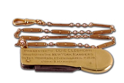 Gold Keychain/Knife Presented to Odie Cleghorn after Lester  Patrick Played Goal in the 1928 Stanley Cup Finals