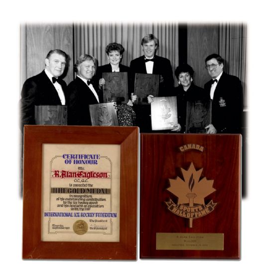 Alan Eagleson’s Canada Sports Hall of Fame Plaque & IIHF Certificate of Honour