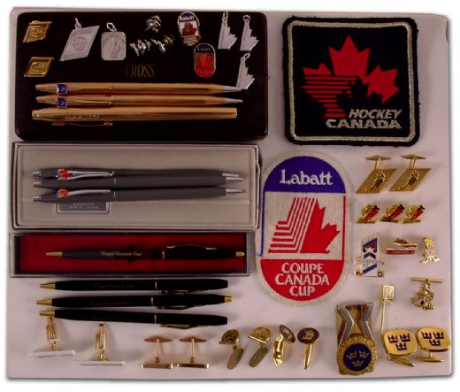 Alan Eagleson’s Pen, Pin, Cuff Link, Crest & Other Collection