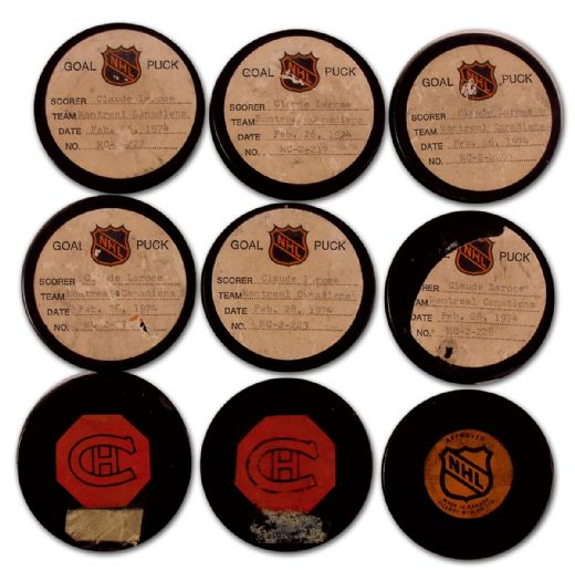 Claude Larose’s NHL Goal & Game Puck Collection of 18