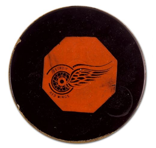 1964-65 Detroit Red Wings Team Signed Original Six Red Wings Puck
