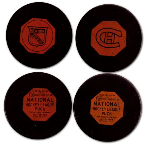 New York Rangers & Montreal Canadiens Original Six Game Pucks