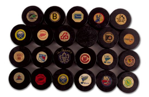 1970s Converse NHL Game Puck Collection of 23