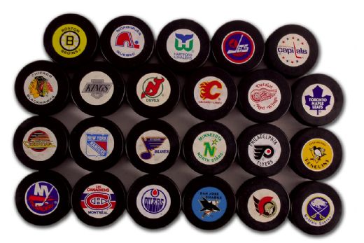 1980s Ziegler (Small Logo) NHL Game Puck Collection of 23