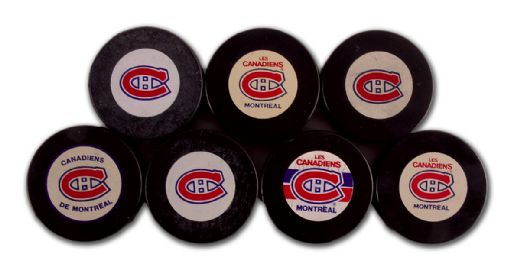 Montreal Canadiens Game Puck Collection of 7 Different
