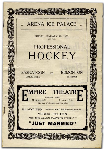 Eddie Shore’s 1925-26 WCHL Edmonton Eskimos Program Collection of 2