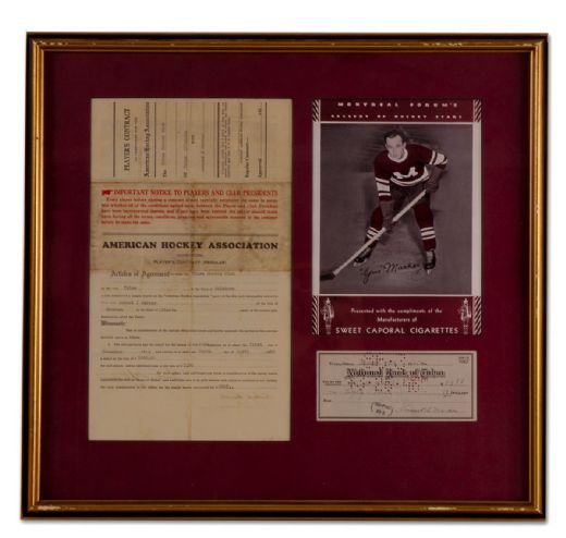 Gus Marker’s 1929-30 Contract, Sweet Caps Photo & Signed Cheque