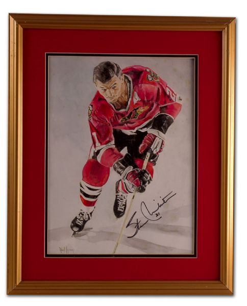 Autographed Stan Mikita Framed Painting (18” by 22”)