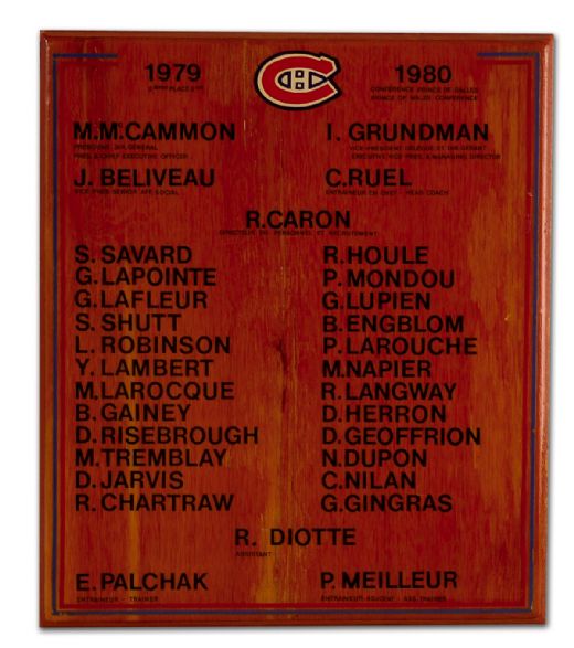 1979-80 Canadiens Dressing Room Plaque from the Forum