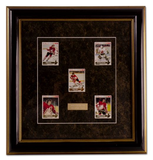 1976 Team Canada Framed Autographed Card Collection of 5 Including Orr, Hull & Vachon