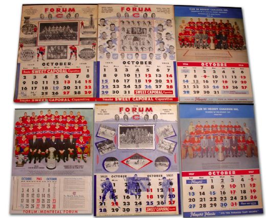 Montreal Canadiens Calendar Collection of 18 Dating Back to 1949