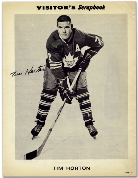1960s Tim Horton Autographed Maple Leafs Photo