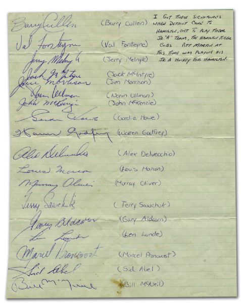 1959-60 Detroit Red Wings Team Signed Page Including Sawchuk