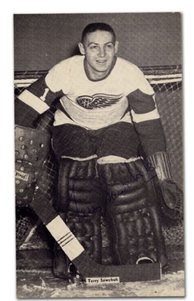 1950s Terry Sawchuk Autographed McCarthy Red Wings Postcard