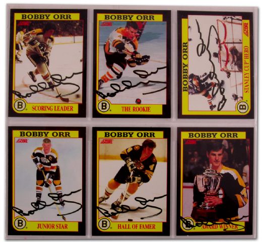 1990-91 Score Bobby Orr 6-Card Insert Set Autographed