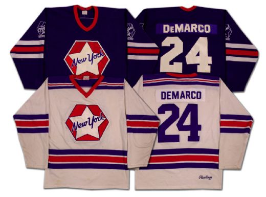  Ab Demarco New York Rangers Oldtimers Game Worn Jersey Collection of 2