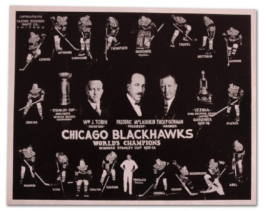 1933-34 Chicago Black Hawks Stanley Cup Champions Team Photo
