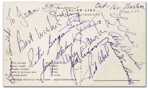 1960 Postcard Autographed by 11 Including Sawchuk